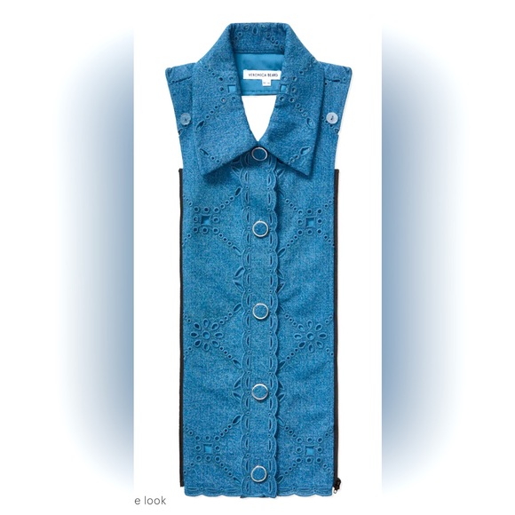 NEW Veronica Beard Denim Greta Eyelet Dickey Insert one size NWT - Picture 1 of 10